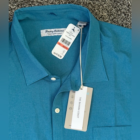 Tommy Bahama Big & Tall Bahama Coast IslandZone Heathered Solid Camp Shirt ~ NWT - Picture 3 of 11